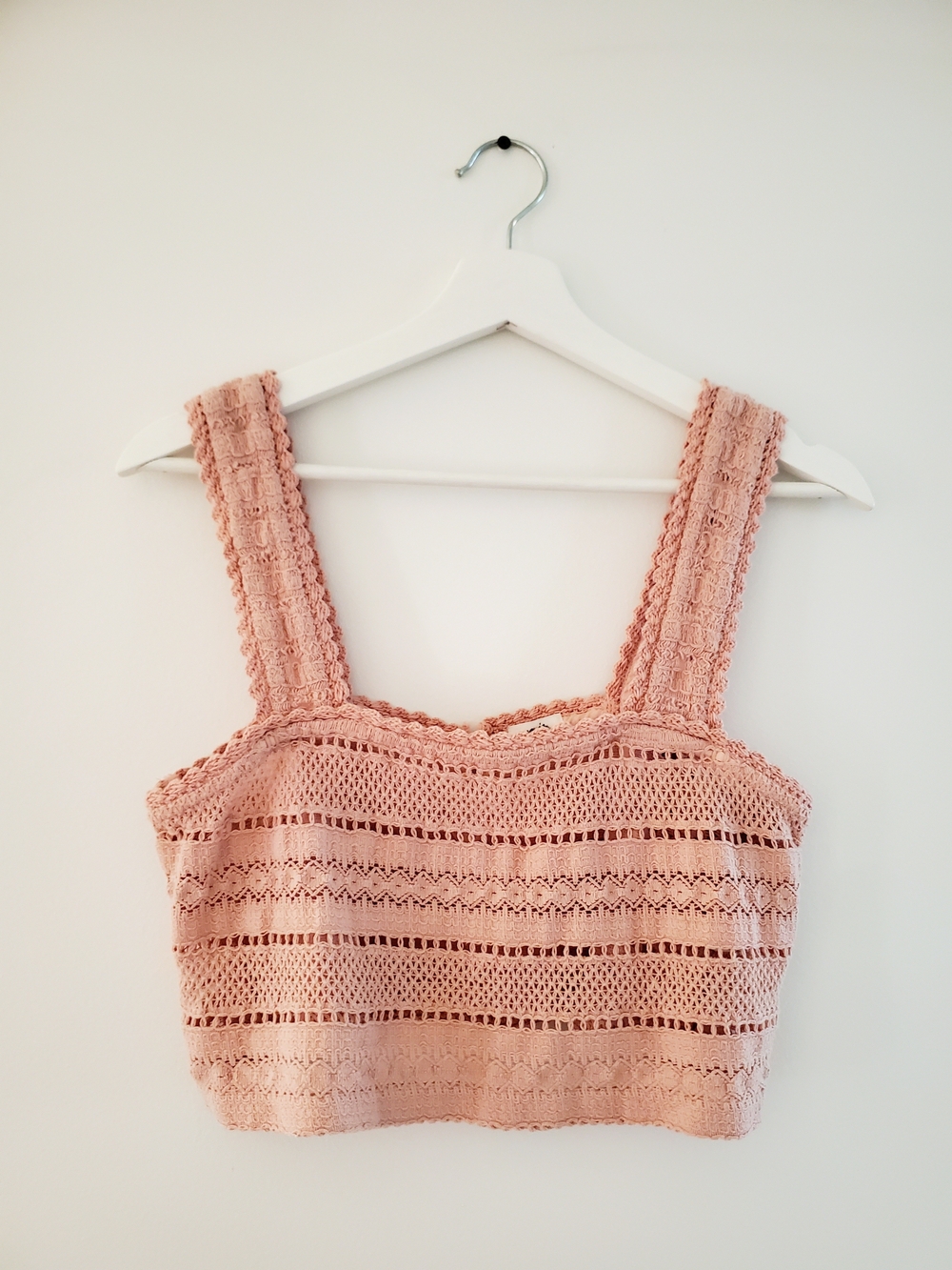 aerie Crochet Square-Neck Crop Top - Dusty Rose